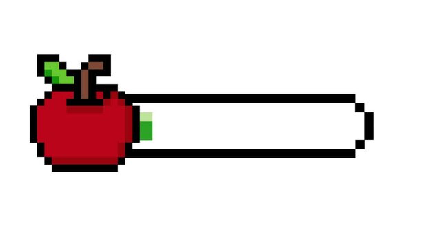 Classic Pixel Art Health Bar Featuring a Juicy Red Apple as a Dynamic Progress Indicator for Vintage Video Game UI Elements