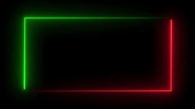 Animated Neon Rectangle Border, Glowing Frame Motion Graphic Background 4K.