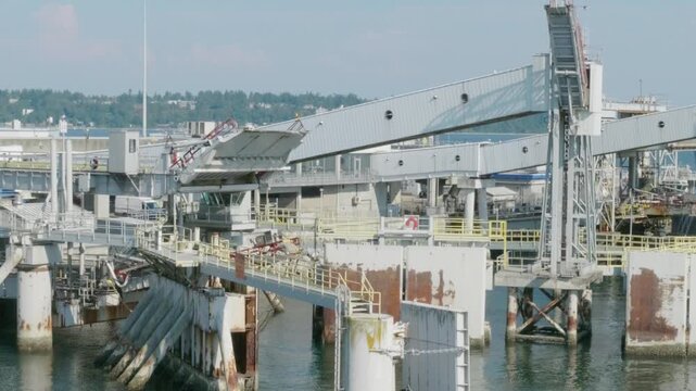 Delta, BC, Canada &ndash; July 3, 2026: Multi tiered ramps at BC Ferries Tsawwassen terminal