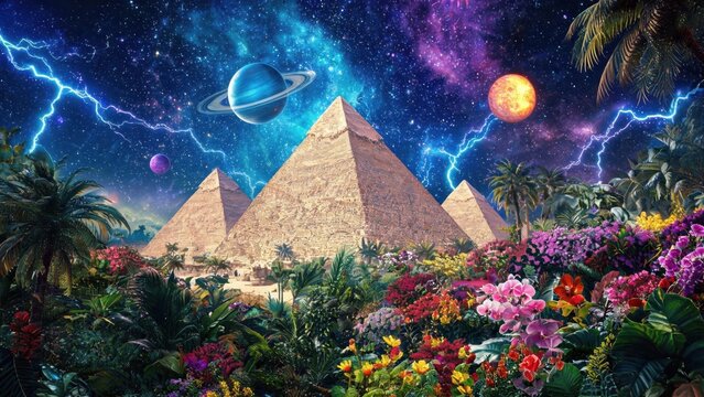 Pyramids in a cosmic garden