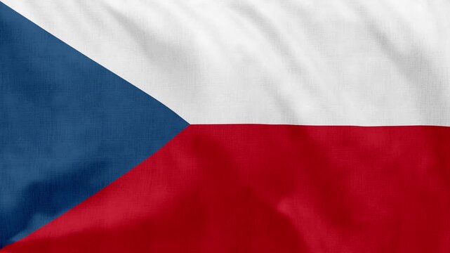 Czech Republic Flag Waving in Wind, Seamless Loop Animation