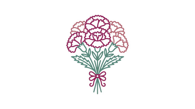 Bouquet of Pink Flowers with Ribbon.