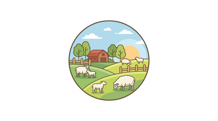 Sheep Grazing in Green Pasture Field. © Ikhsan