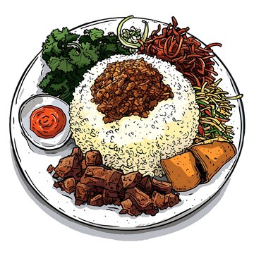 Colorful Asian Bit Plate with Rice Noodles and Vegetables