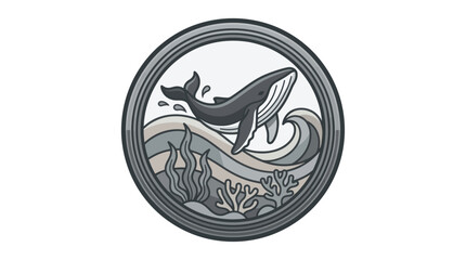Whale jumping out of water circle. © Rahma