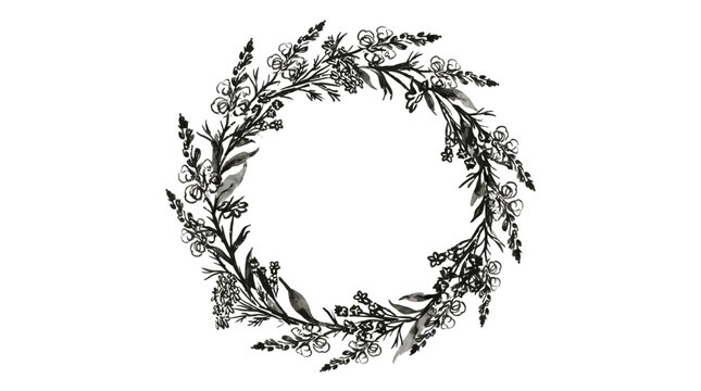 Handcrafted watercolor illustration set of rustic botanical wreaths featuring yellow mullein flowers and verdant foliage isolated on a white backdrop for wedding stationary and nature design.