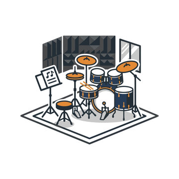 Drum set with music stand.