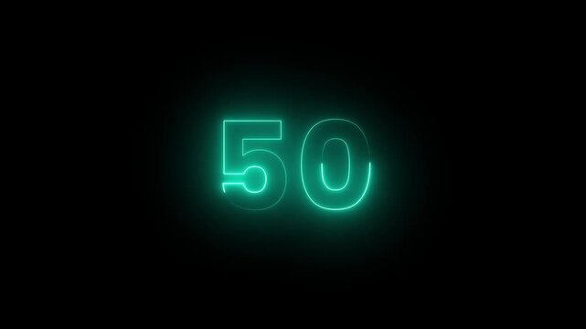0 to 100 Count Up Animation | Neon Number Counter Motion Graphic | Digital Countdown Overlay 4K