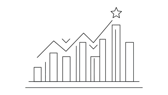 Line graph with a star on a white background, transparent background isolated