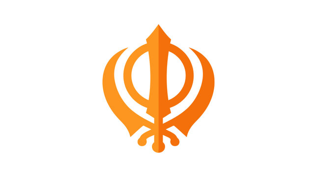 Orange sikh khanda symbol isolated on white background religious icon