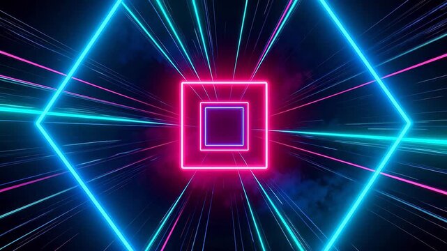 Neon geometric light tunnel