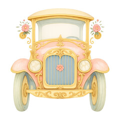 Obraz premium PNG Vintage floral car illustration