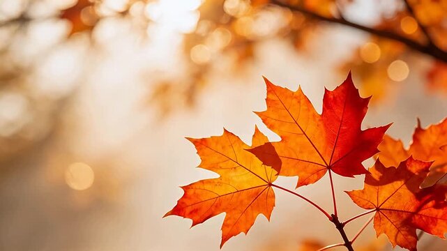Autumn leaves in sunlight