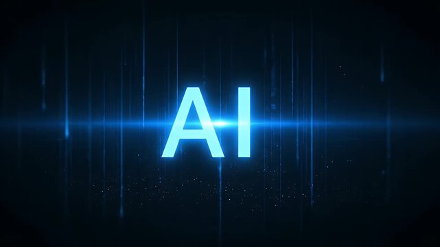 Ai artificial intelligence text logo with futuristic digital data background