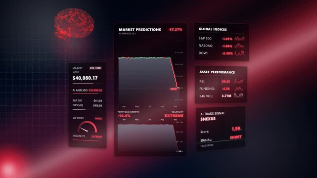 Wide direct frontal view of a bear market alert system featuring a flashing red panic liquidation dashboard inside a centered data layout displaying English metrics.