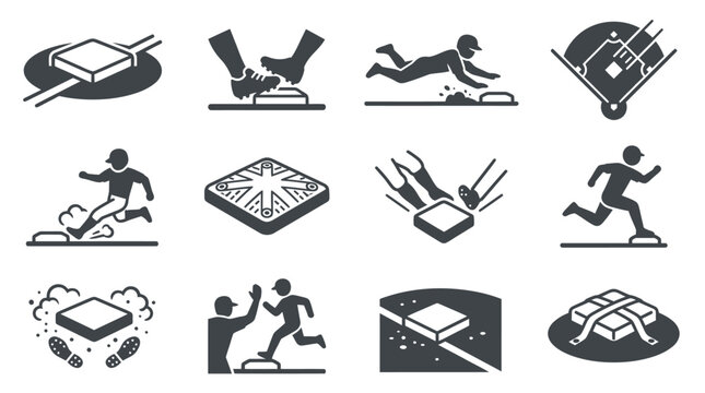 Black icons of people exercising fast.