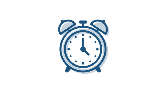 Blue Alarm Clock Icon Closeup.
