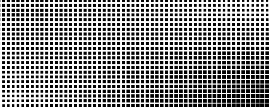 Grunge halftone gradient background. Faded grit noise texture. White and black sand wallpaper. Retro pixelated backdrop. Anime or manga style comic overlay. Vector graphic design textured template