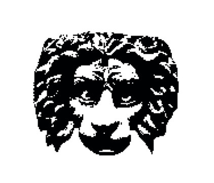 Pixel Art Lion Head Mascaron Architectural Element Vector