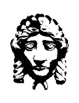 Pixel Art Medusa Gorgon Mascaron Mythological Mask Vector