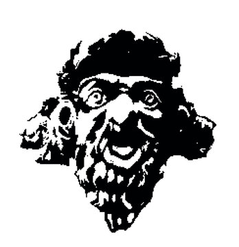 Pixel Art Faun Mascaron Grotesque Face Relief Vector