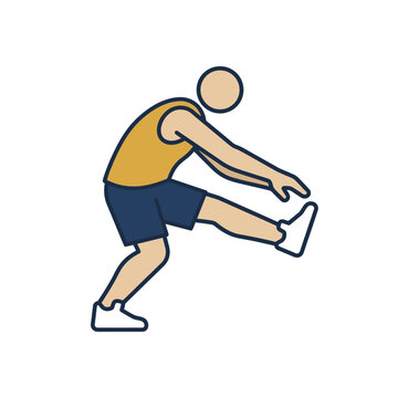 Person performing standing hamstring stretch exercise icon