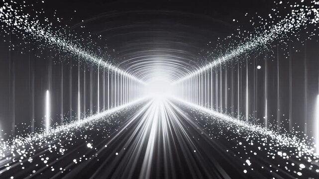 Abstract glowing tunnel with light particles