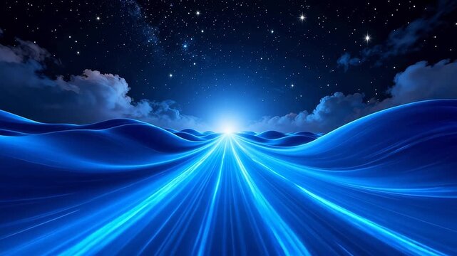 Stylized night sky with glowing path