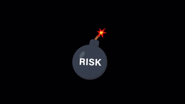 Animated Bomb Icon With Risk Label - Transparent