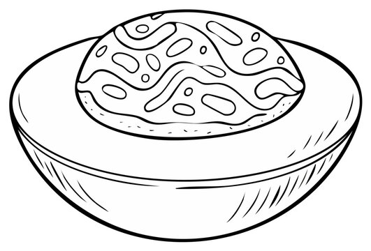 Outlined Deviled Egg Halves Illustration Design Food Preparation Vector Drawing