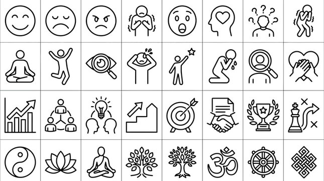 Emotions, Mindset, Success and Spirituality Icons Collection