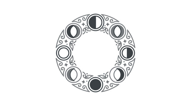 Phases of the Moon Cycle Illustration.