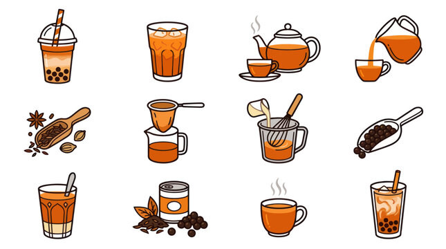 Chai tea latte drink and spices.