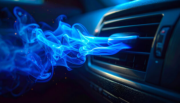 Blue Smoke Erupting from a Cars Air Vent.