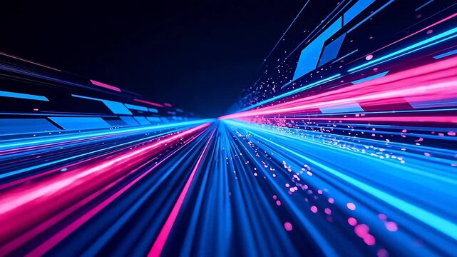 Abstract neon light streaks in motion