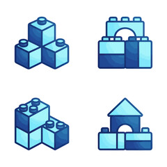 Blue plastic building blocks stacked. © Afif