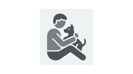 Naklejka premium Boy Holding Black Cat Pet.