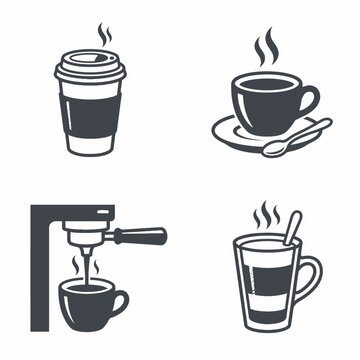 Coffee Cups and Brewing Illustration.