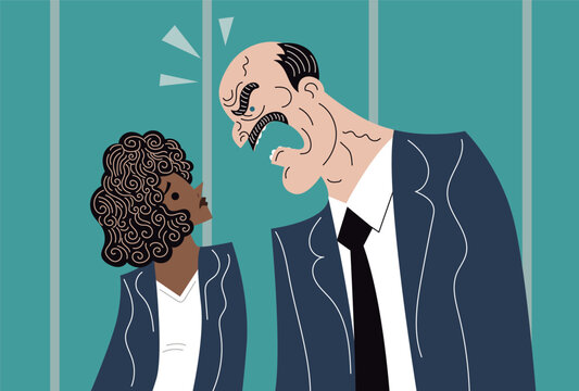 racist office manager yelling at a black employee