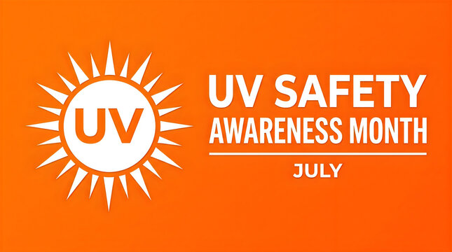 Uv safety awareness month illustration with sun and text for july campaigns