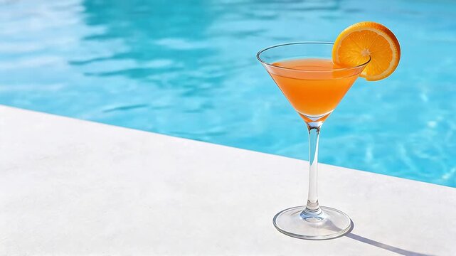 Orange cocktail by poolside