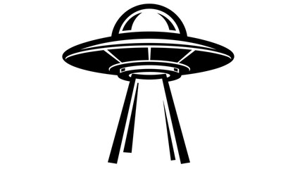 Black and White UFO Flying Saucer Vector Illustration © kiki__