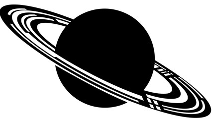Minimalist Black and White Saturn Planet Icon © kiki__