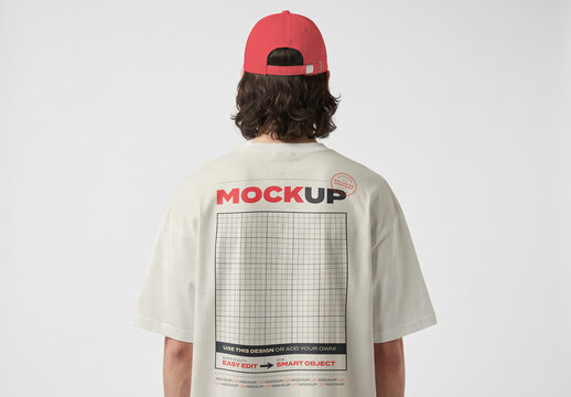 Back Tshirt Mockup with Cap Fashion