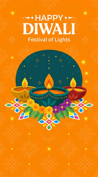 Happy Diwali Festival of Lights Illustration Social media post