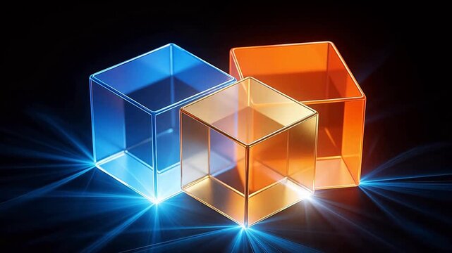 Colorful glowing cubes on dark background