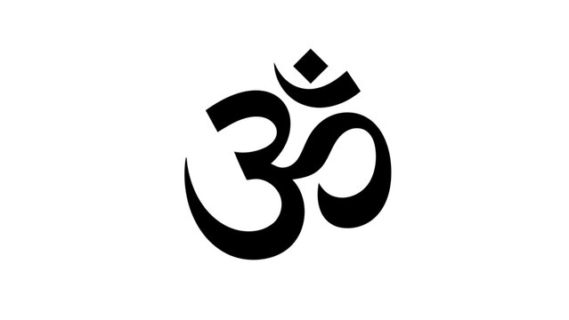 Black Om Symbol Isolated on White Background