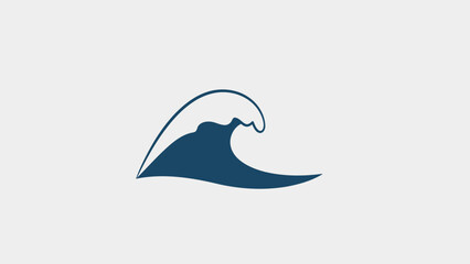 Naklejka premium Minimalist Blue Ocean Wave Icon Vector Design