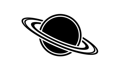 Minimalist Black Saturn Planet Icon with Rings © kiki__