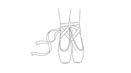 Obraz premium Minimalist Line Art of Ballet Pointe Shoes with Ribbons